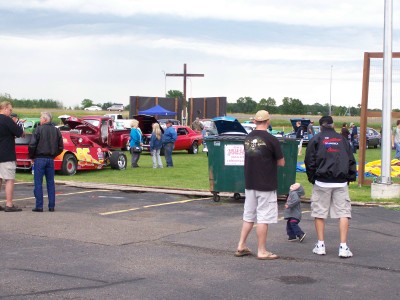 Looking out into the show from the vendors and band tent area